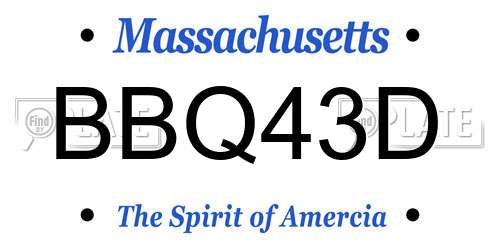 BBQ43D Massachusetts License Plate