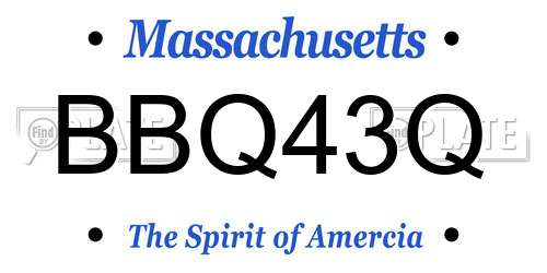 BBQ43Q Massachusetts License Plate