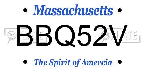 BBQ52V Massachusetts License Plate