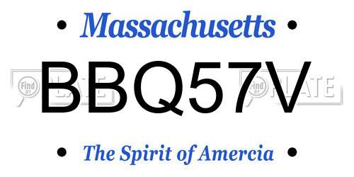 BBQ57V Massachusetts License Plate