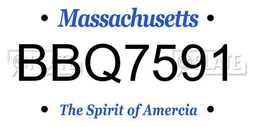 BBQ7591 Massachusetts License Plate