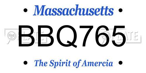BBQ765 Massachusetts License Plate