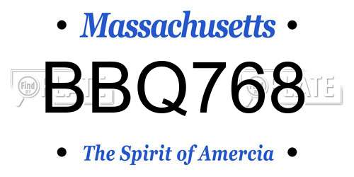 BBQ768 Massachusetts License Plate