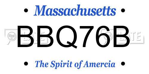 BBQ76B Massachusetts License Plate
