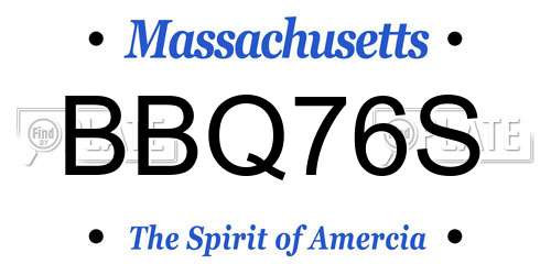 BBQ76S Massachusetts License Plate