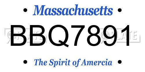 BBQ7891 Massachusetts License Plate