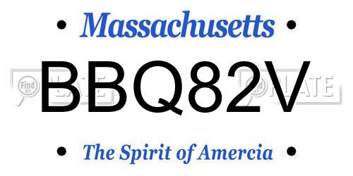 BBQ82V Massachusetts License Plate