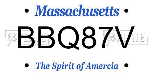 BBQ87V Massachusetts License Plate