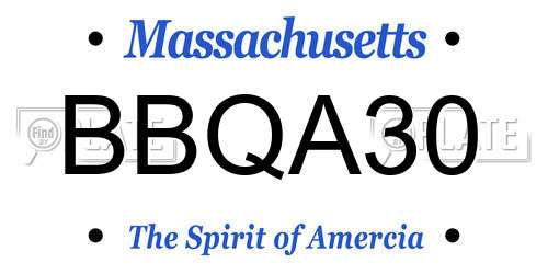 BBQA30 Massachusetts License Plate