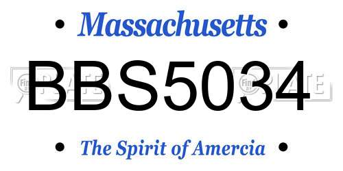 BBS5034 Massachusetts License Plate
