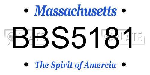 BBS5181 Massachusetts License Plate