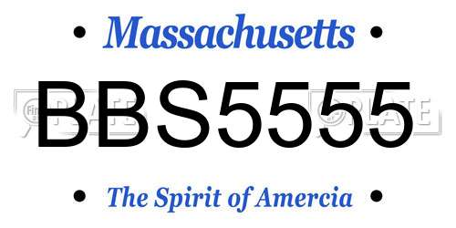 BBS5555 Massachusetts License Plate