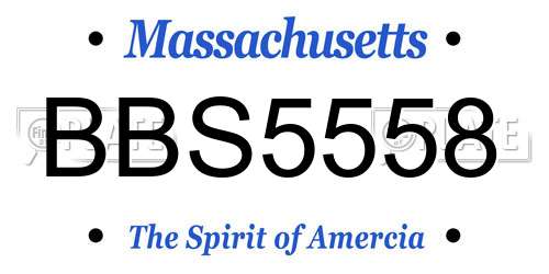 BBS5558 Massachusetts License Plate