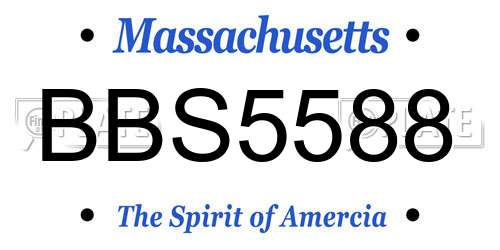 BBS5588 Massachusetts License Plate