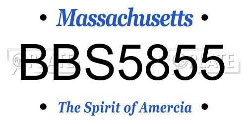 BBS5855 Massachusetts License Plate