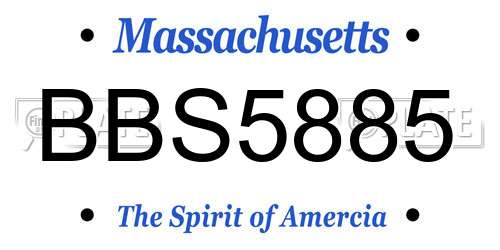 BBS5885 Massachusetts License Plate