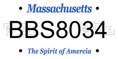 BBS8034 Massachusetts License Plate