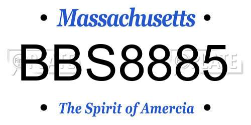 BBS8885 Massachusetts License Plate