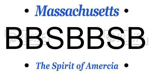 BBSBBSB Massachusetts License Plate
