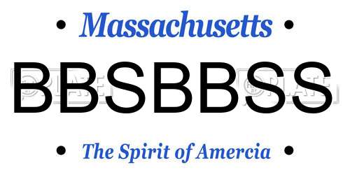 BBSBBSS Massachusetts License Plate