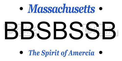 BBSBSSB Massachusetts License Plate