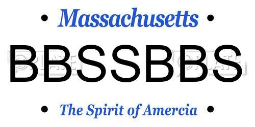 BBSSBBS Massachusetts License Plate