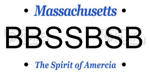BBSSBSB Massachusetts License Plate