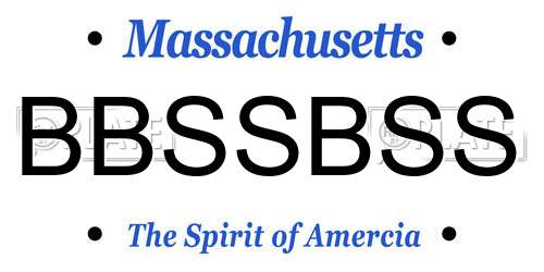 BBSSBSS Massachusetts License Plate