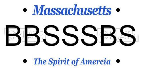BBSSSBS Massachusetts License Plate