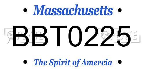 BBT0225 Massachusetts License Plate