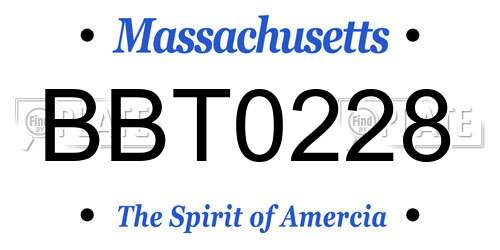 BBT0228 Massachusetts License Plate
