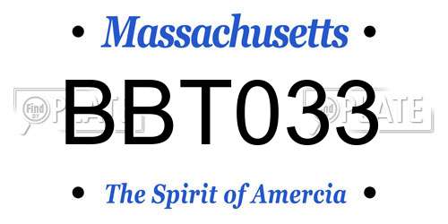 BBT033 Massachusetts License Plate