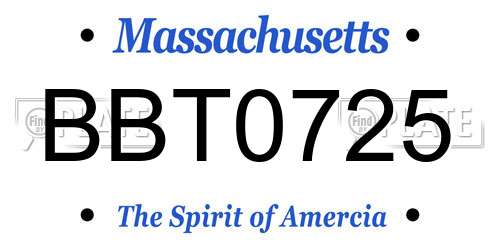 BBT0725 Massachusetts License Plate
