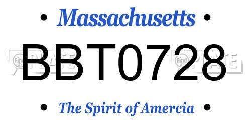 BBT0728 Massachusetts License Plate