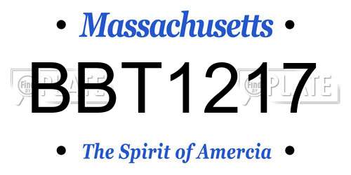 BBT1217 Massachusetts License Plate