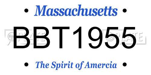 BBT1955 Massachusetts License Plate