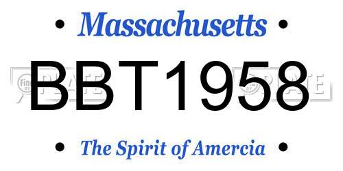 BBT1958 Massachusetts License Plate