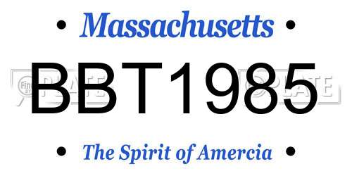 BBT1985 Massachusetts License Plate
