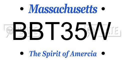 BBT35W Massachusetts License Plate