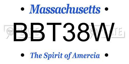 BBT38W Massachusetts License Plate