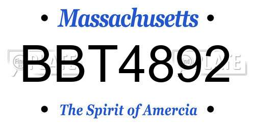 BBT4892 Massachusetts License Plate