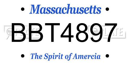 BBT4897 Massachusetts License Plate
