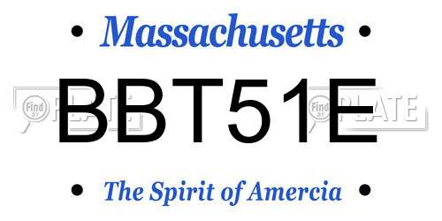 BBT51E Massachusetts License Plate
