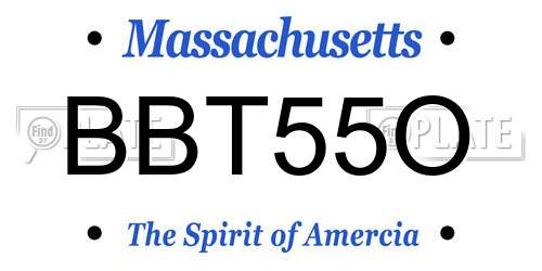BBT55O Massachusetts License Plate