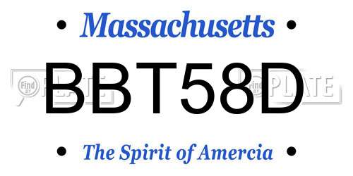 BBT58D Massachusetts License Plate