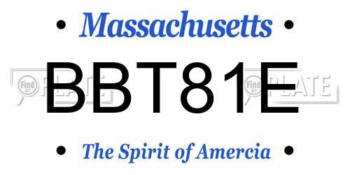 BBT81E Massachusetts License Plate