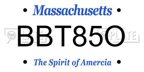 BBT85O Massachusetts License Plate