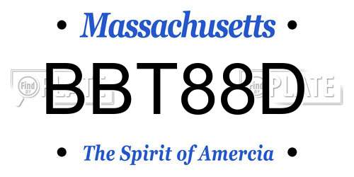 BBT88D Massachusetts License Plate