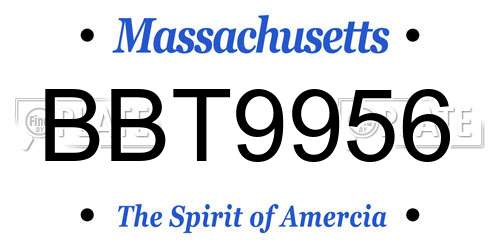 BBT9956 Massachusetts License Plate