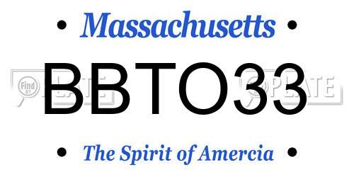 BBTO33 Massachusetts License Plate